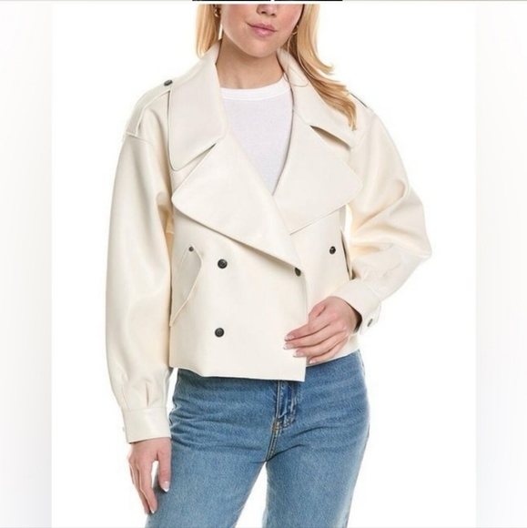 NWT Free People Alexis Vegan Leather Jacket white medium - Picture 5 of 14